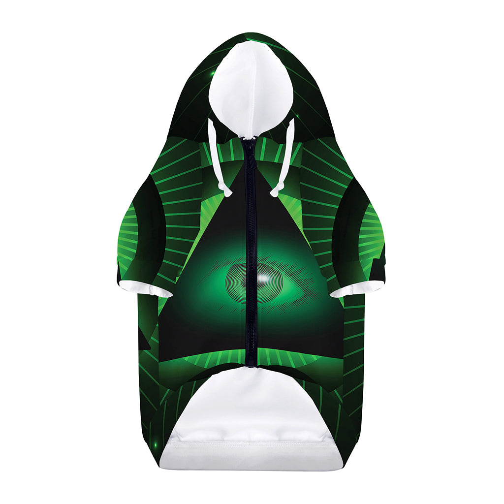 Green Masonic Eye Print Dog Zip Up Hoodie