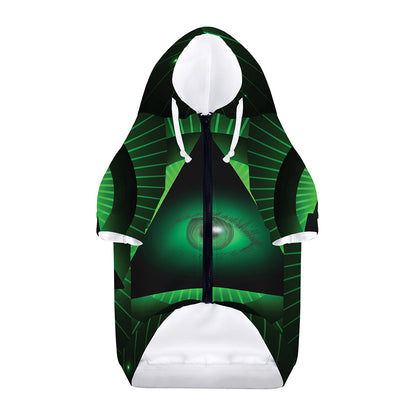 Green Masonic Eye Print Dog Zip Up Hoodie