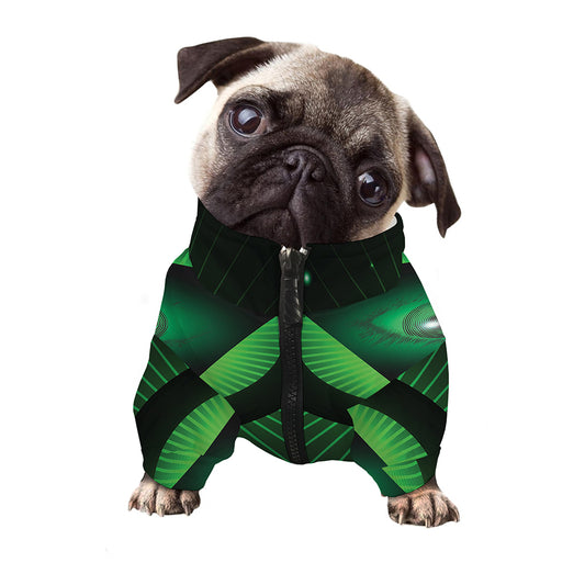 Green Masonic Eye Print Dog Zip Up Jacket