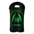 Green Masonic Eye Print Double Neoprene Wine Tote