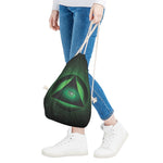 Green Masonic Eye Print Drawstring Bag