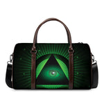 Green Masonic Eye Print Duffle Bag