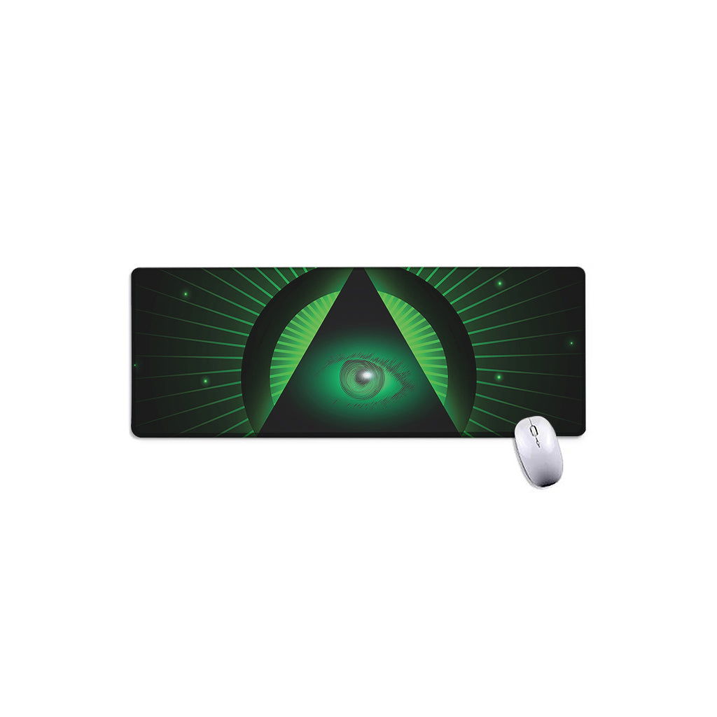 Green Masonic Eye Print Extended Mouse Pad