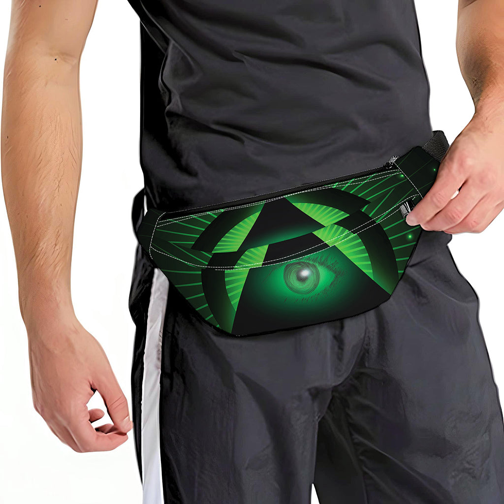 Green Masonic Eye Print Fanny Pack