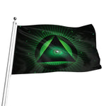Green Masonic Eye Print Flag