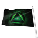 Green Masonic Eye Print Flag