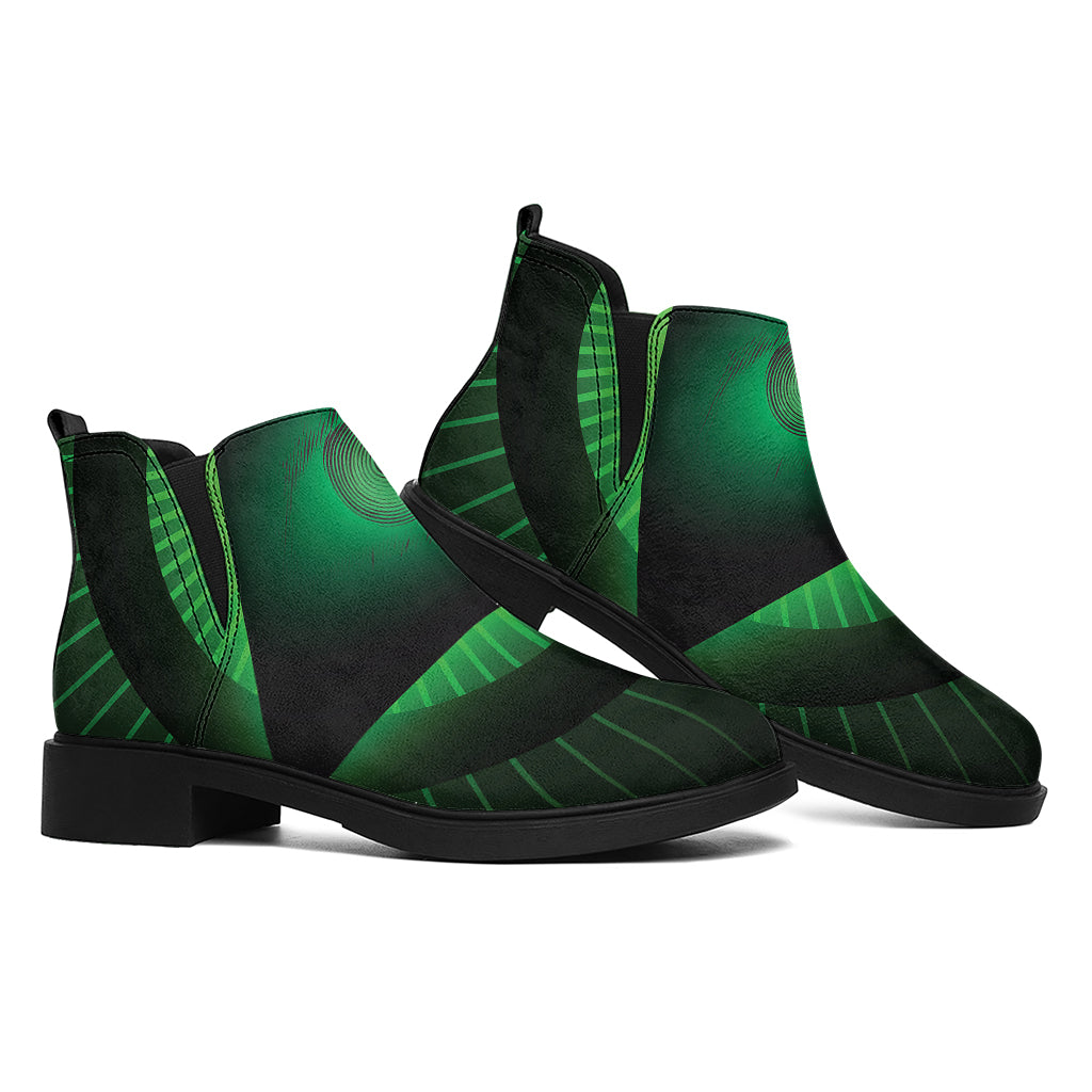 Green Masonic Eye Print Flat Ankle Boots