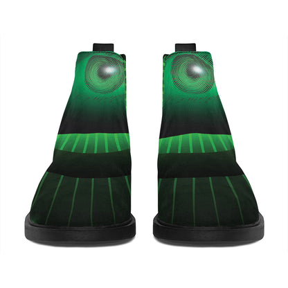 Green Masonic Eye Print Flat Ankle Boots