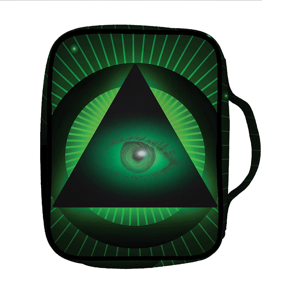 Green Masonic Eye Print Front Pocket Bible Bag