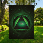 Green Masonic Eye Print Garden Flag