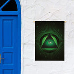Green Masonic Eye Print Garden Flag