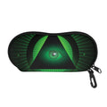 Green Masonic Eye Print Glasses Case