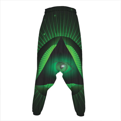 Green Masonic Eye Print Hammer Pants