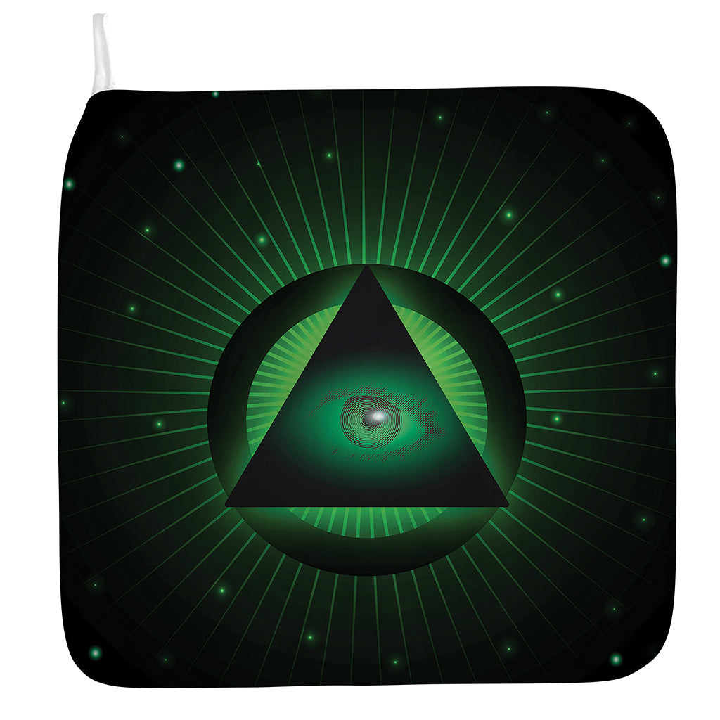 Green Masonic Eye Print Hand Towel