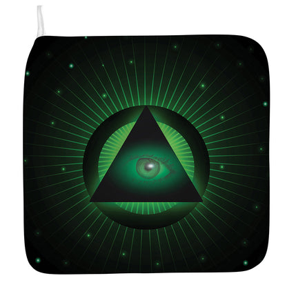 Green Masonic Eye Print Hand Towel