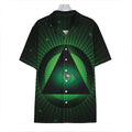 Green Masonic Eye Print Hawaiian Shirt