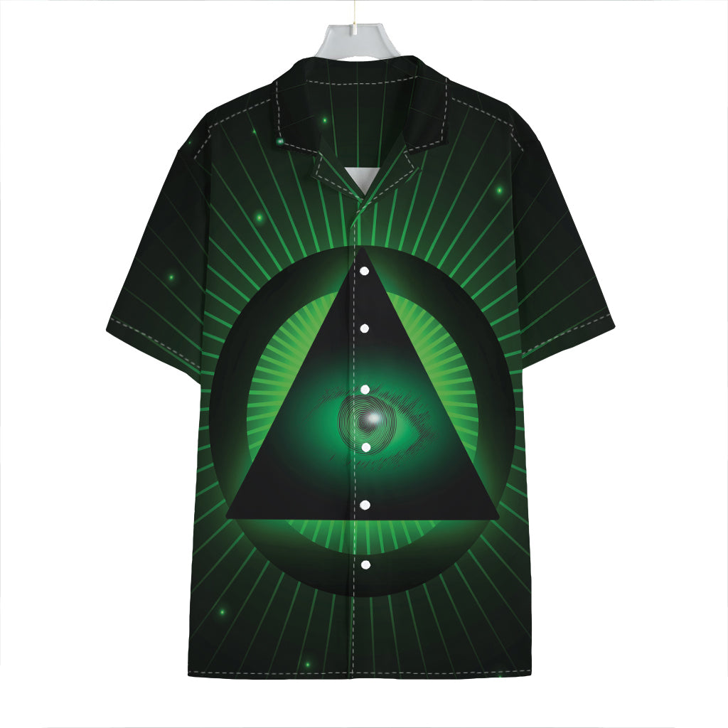 Green Masonic Eye Print Hawaiian Shirt