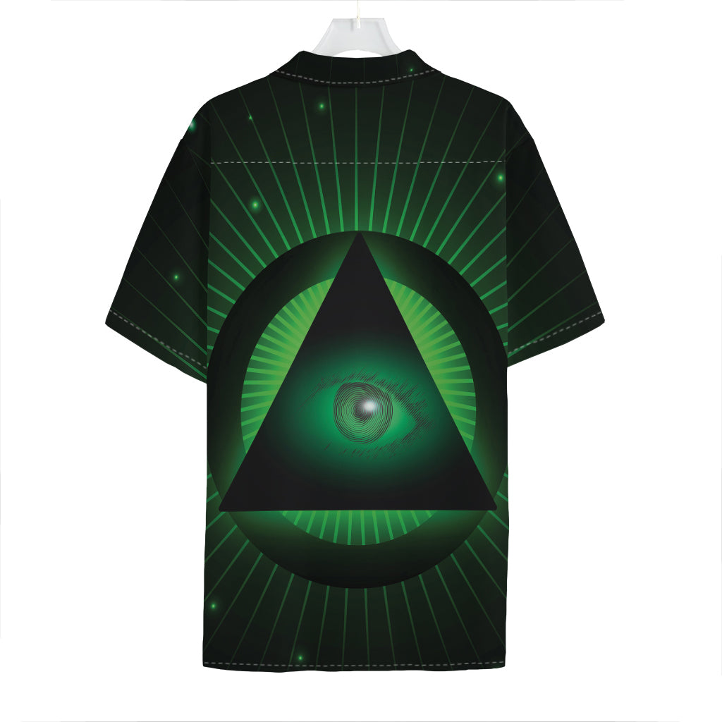 Green Masonic Eye Print Hawaiian Shirt