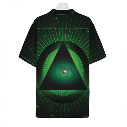 Green Masonic Eye Print Hawaiian Shirt