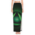 Green Masonic Eye Print High Slit Maxi Skirt