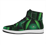 Green Masonic Eye Print High Top Leather Sneakers