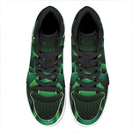 Green Masonic Eye Print High Top Leather Sneakers