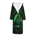 Green Masonic Eye Print Hooded Bathrobe