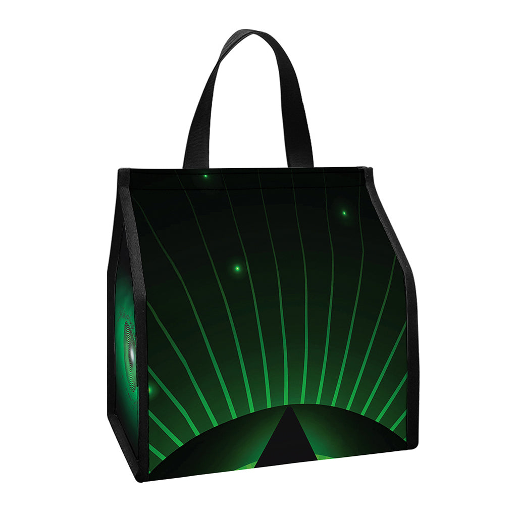 Green Masonic Eye Print Insulated Lunch Tote