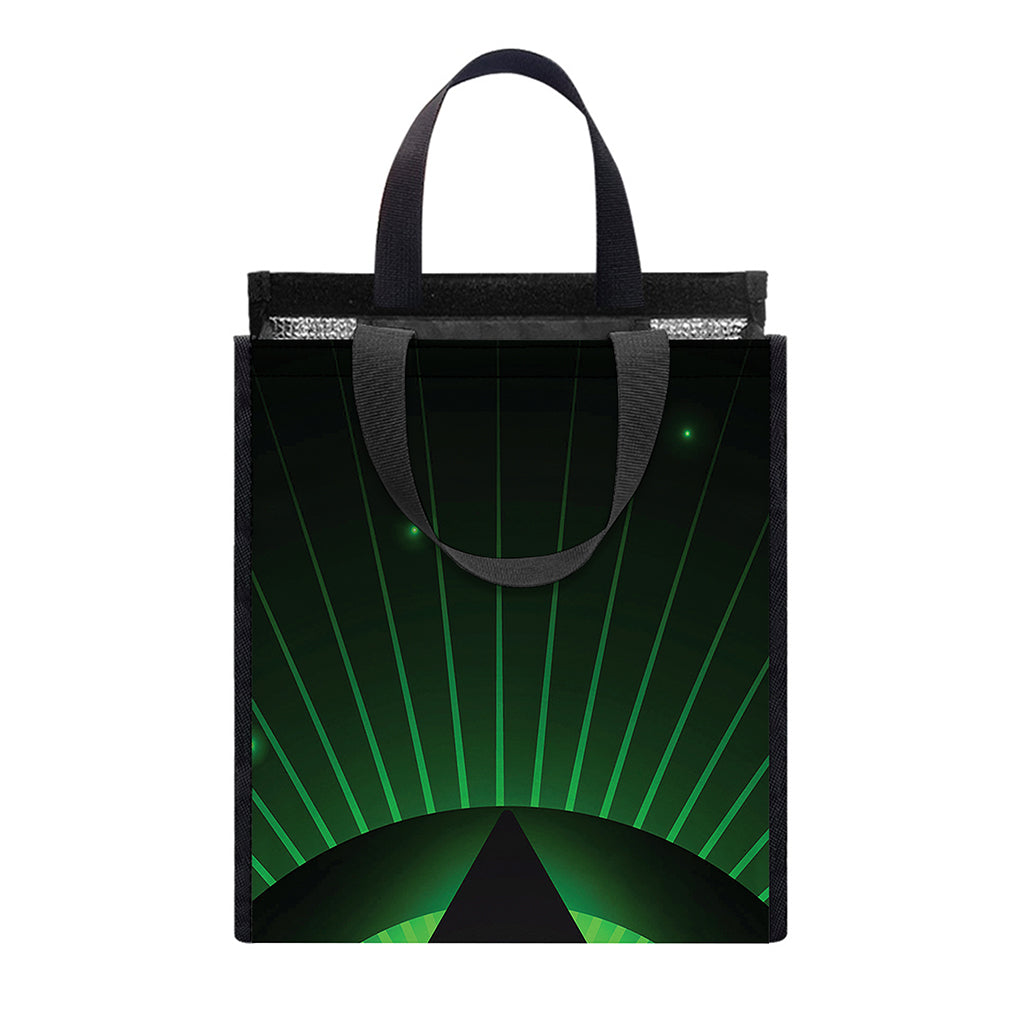 Green Masonic Eye Print Insulated Lunch Tote