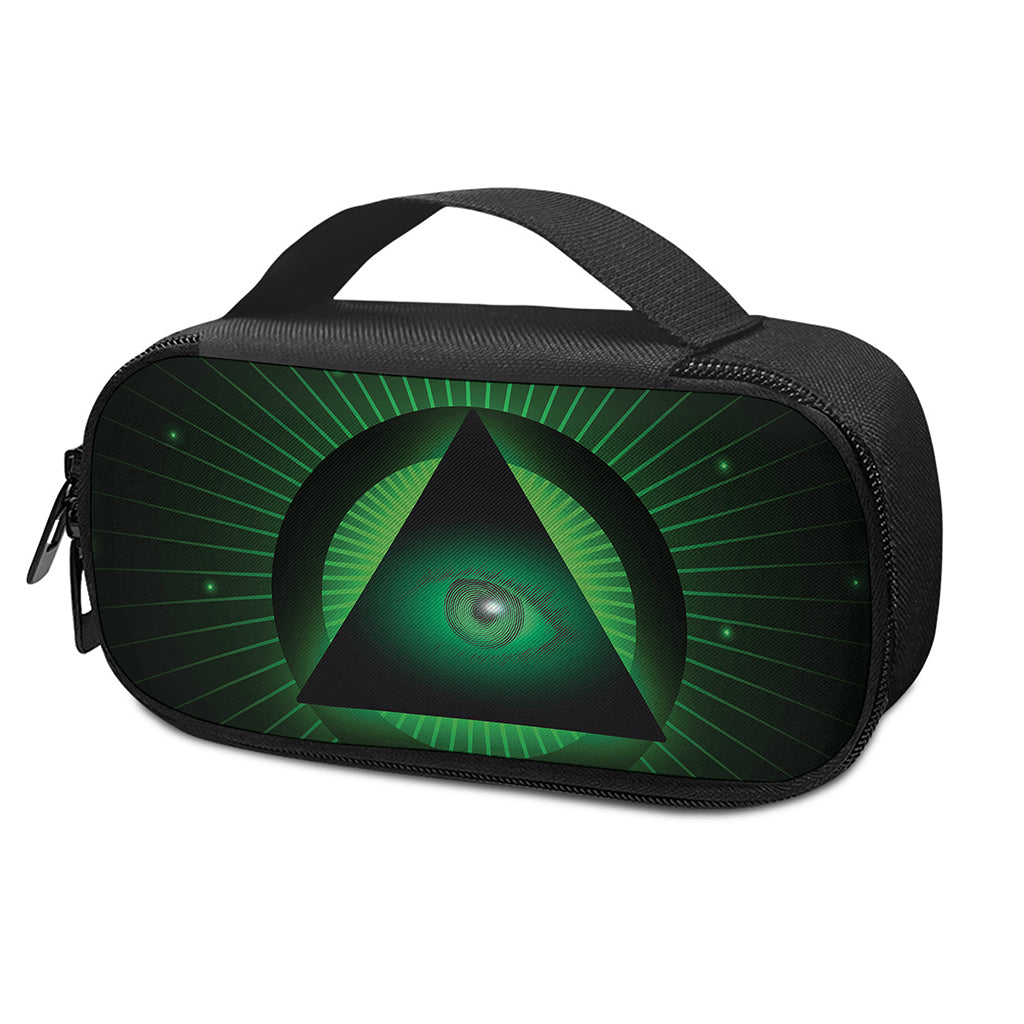 Green Masonic Eye Print Insulin Cooler Travel Case