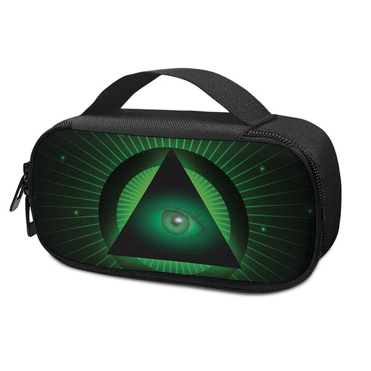Green Masonic Eye Print Insulin Cooler Travel Case
