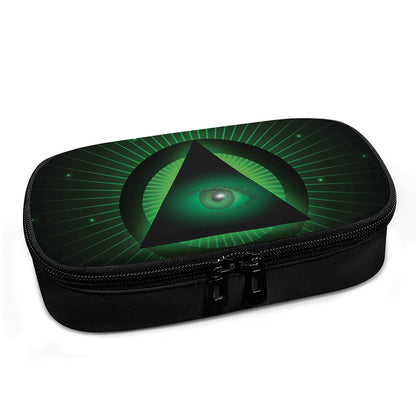 Green Masonic Eye Print Insulin Cooler Travel Case