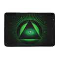 Green Masonic Eye Print Kitchen Mat
