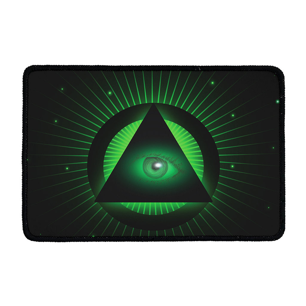 Green Masonic Eye Print Kitchen Mat