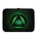 Green Masonic Eye Print Laptop Sleeve