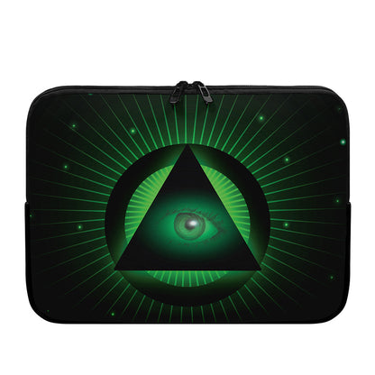 Green Masonic Eye Print Laptop Sleeve