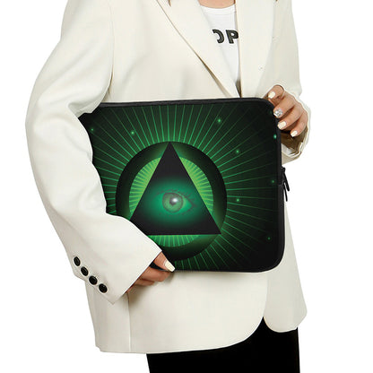 Green Masonic Eye Print Laptop Sleeve