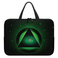 Green Masonic Eye Print Laptop Sleeve With Handle