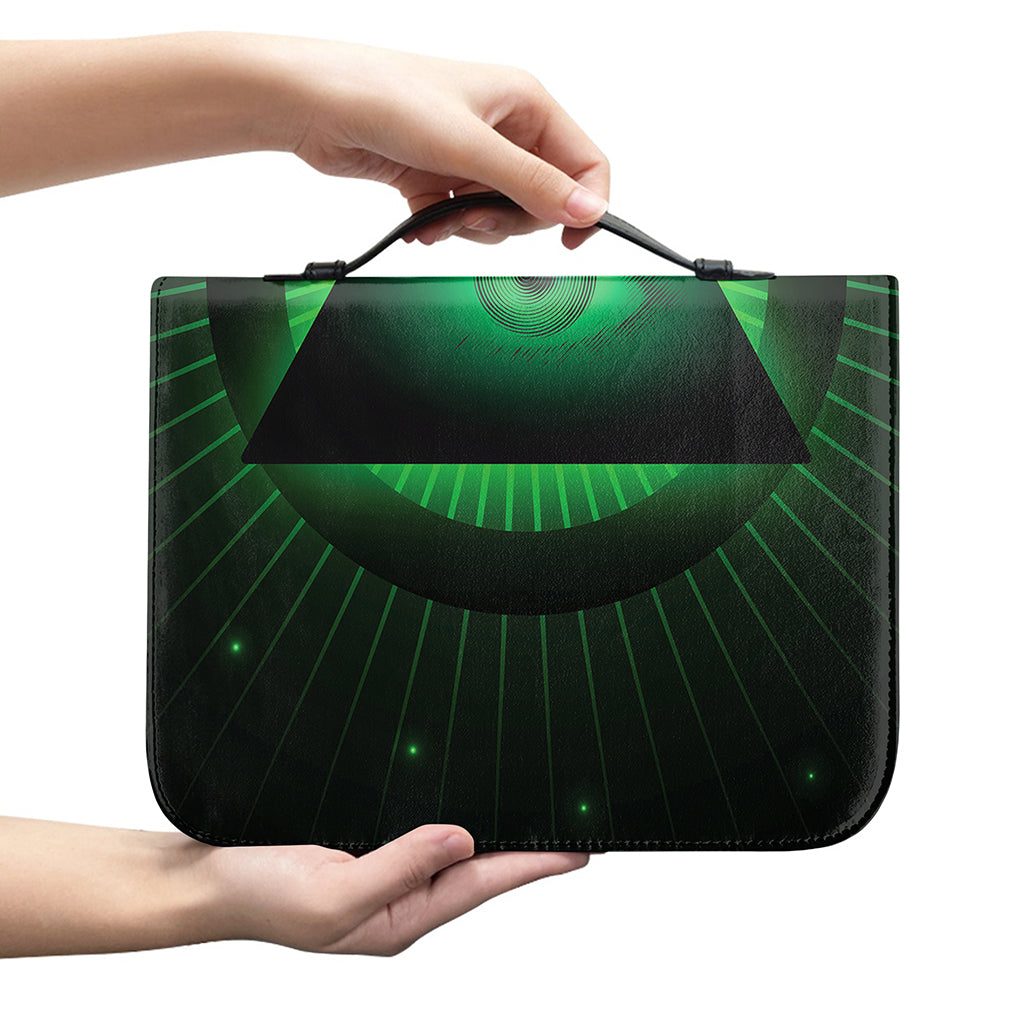 Green Masonic Eye Print Leather Bible Cover