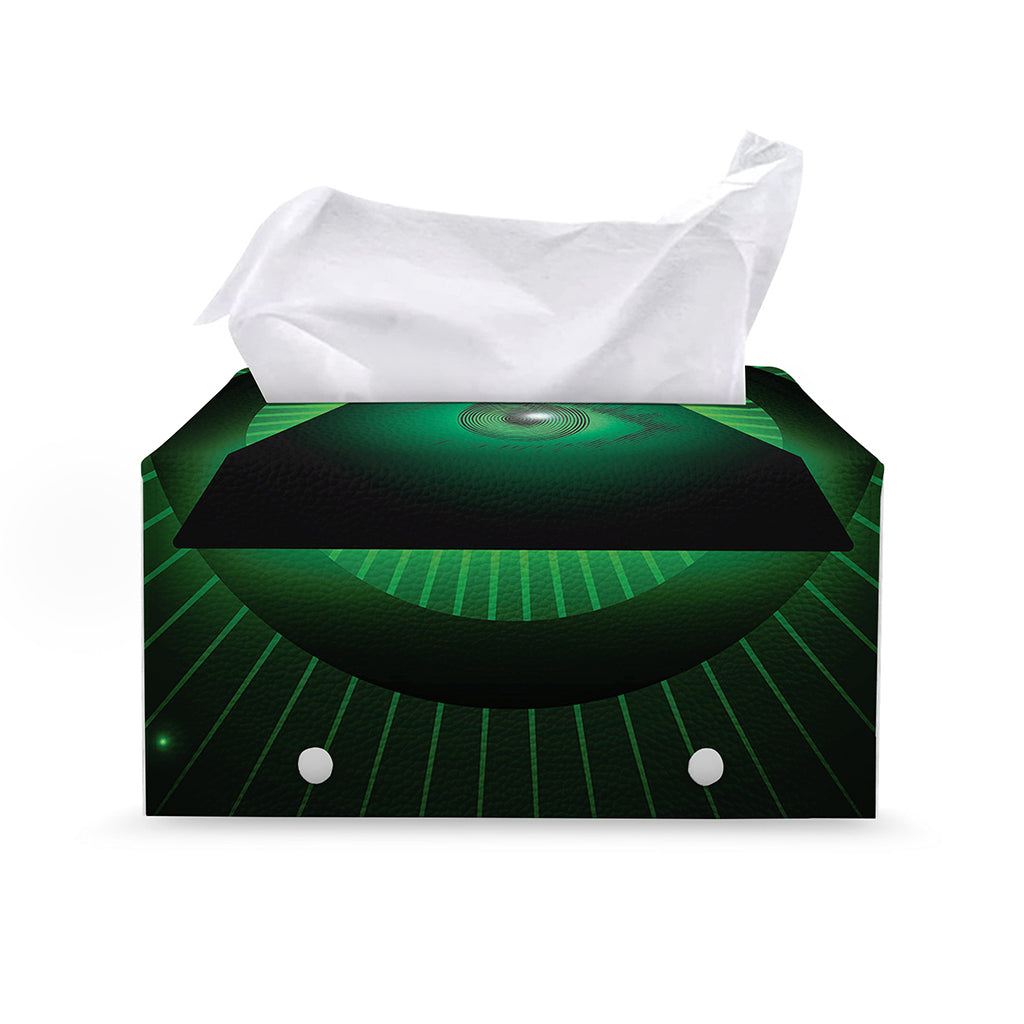 Green Masonic Eye Print Leather Tissue Box Cover