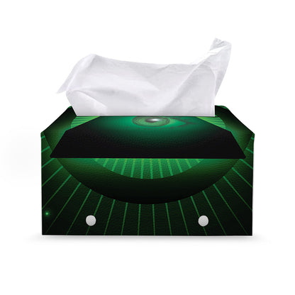 Green Masonic Eye Print Leather Tissue Box Cover