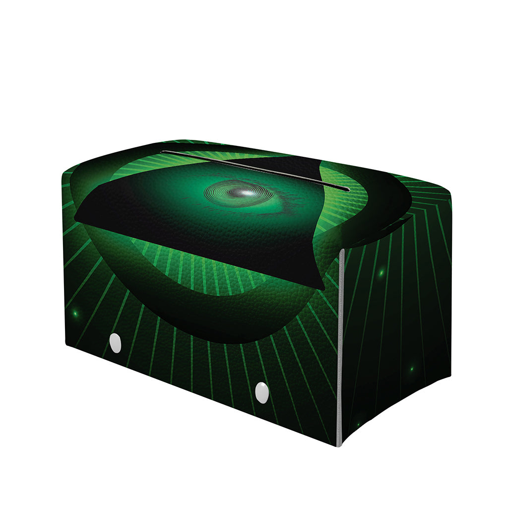 Green Masonic Eye Print Leather Tissue Box Cover