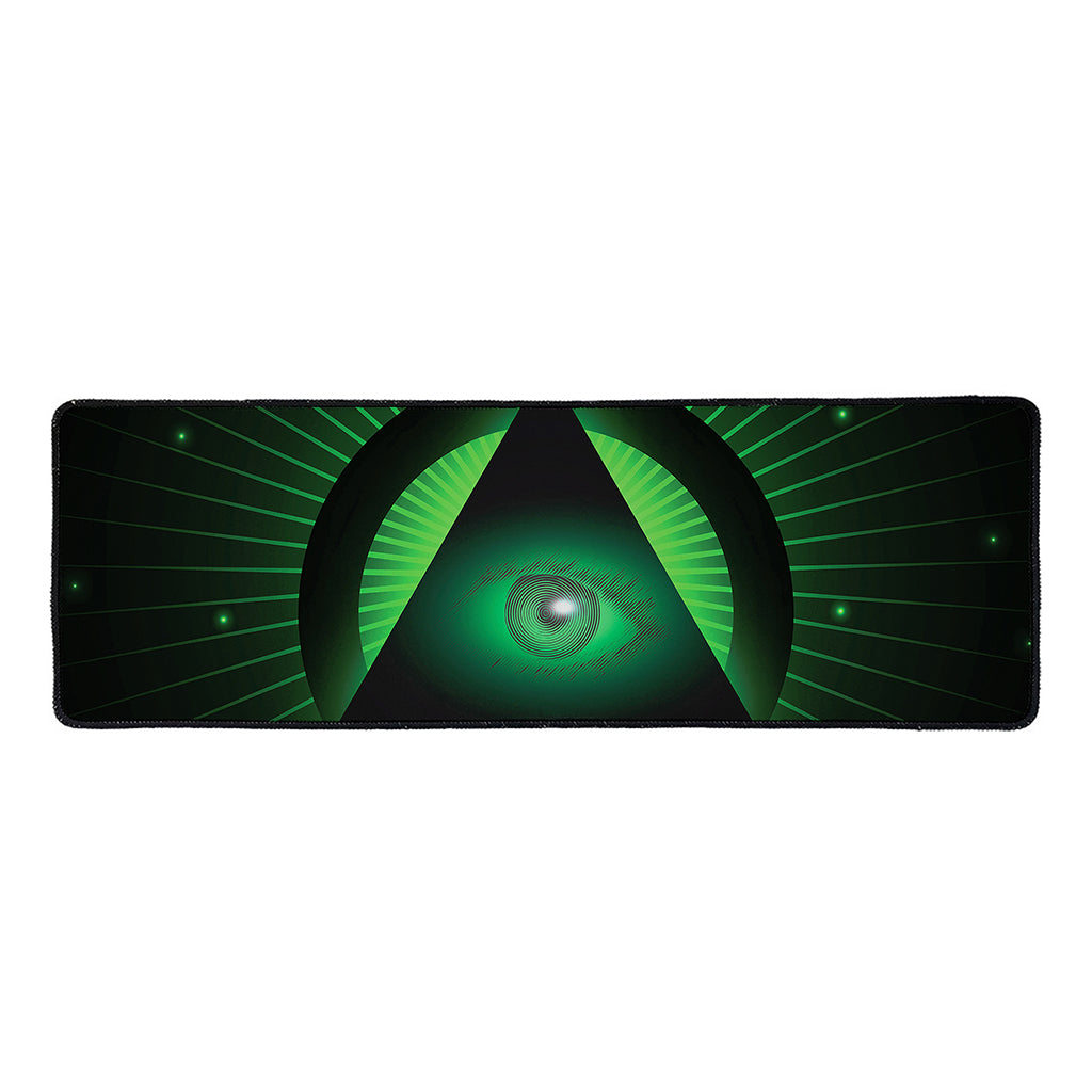 Green Masonic Eye Print Long Kitchen Mat