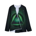 Green Masonic Eye Print Long Sleeve Short Coat