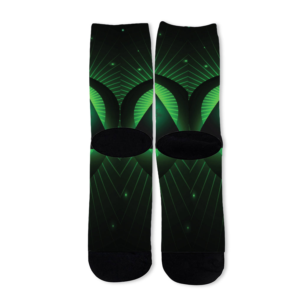Green Masonic Eye Print Long Socks