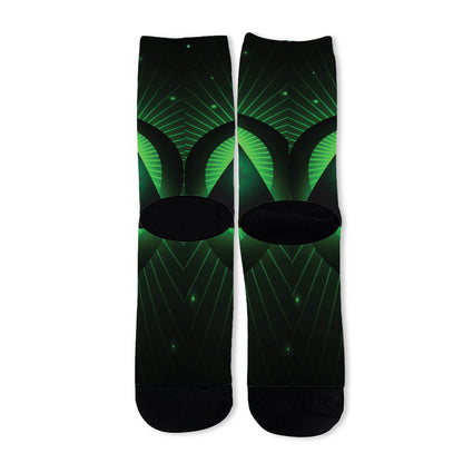 Green Masonic Eye Print Long Socks