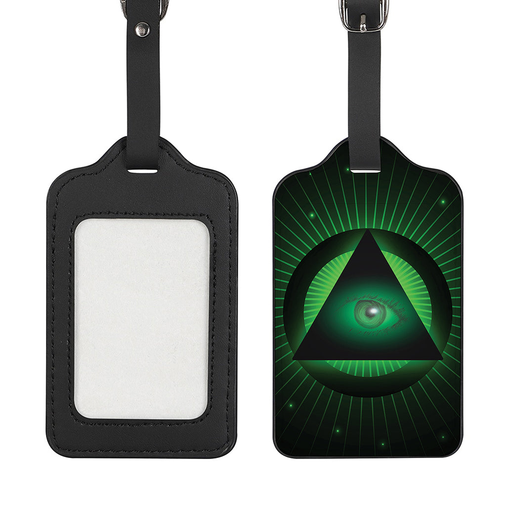 Green Masonic Eye Print Luggage Tag