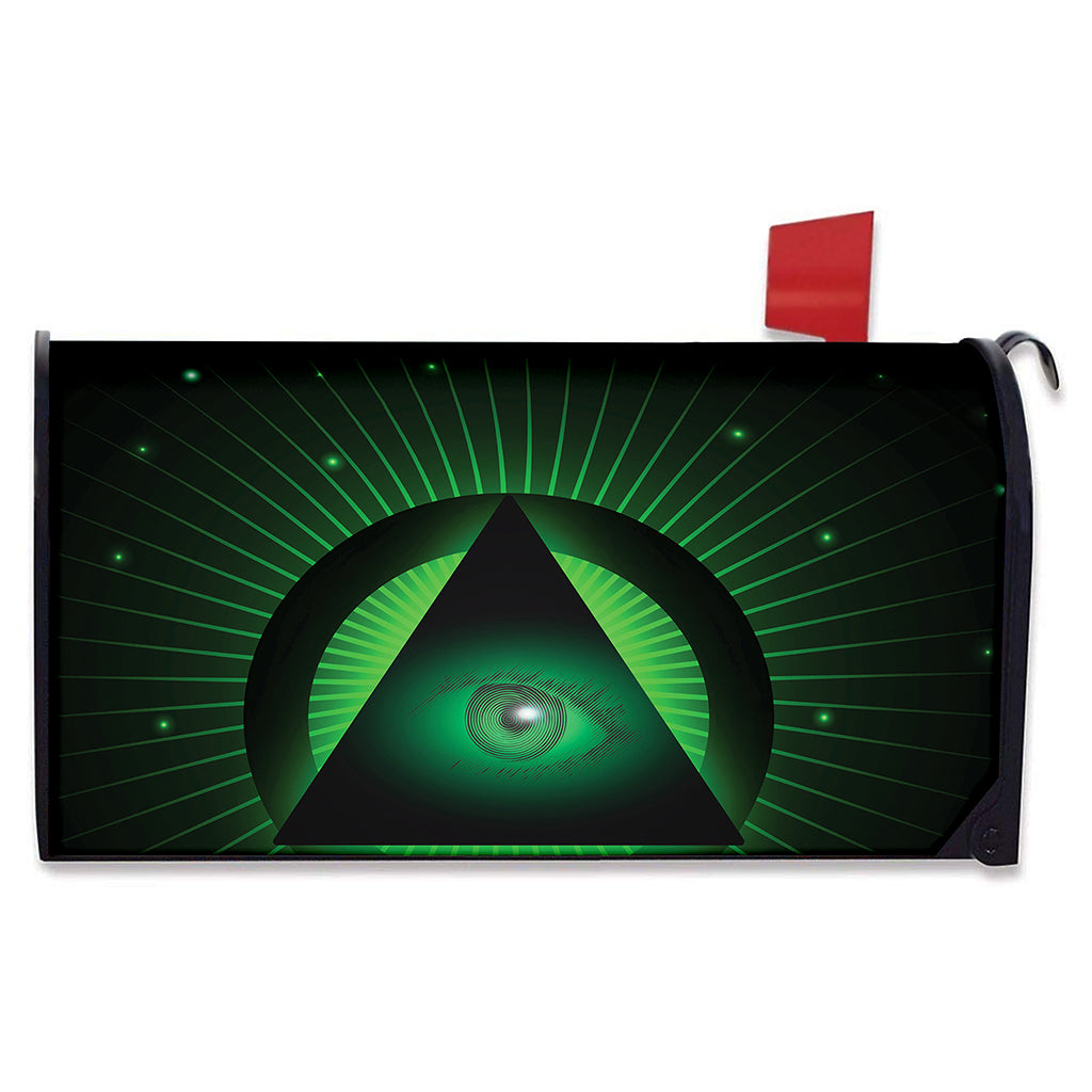 Green Masonic Eye Print Mailbox Cover
