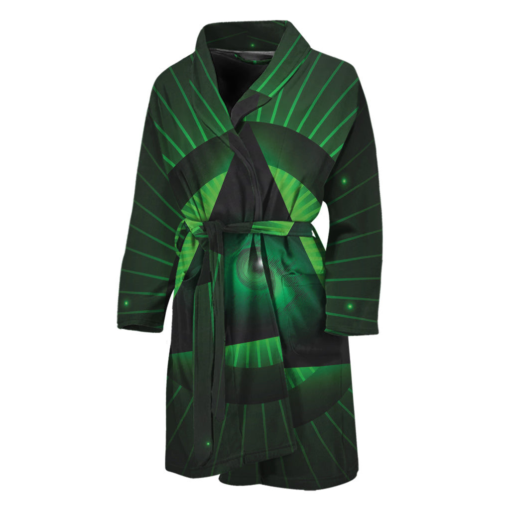 Green Masonic Eye Print Men's Bathrobe