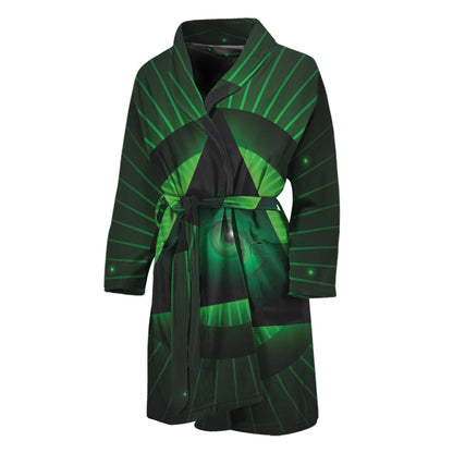 Green Masonic Eye Print Men's Bathrobe